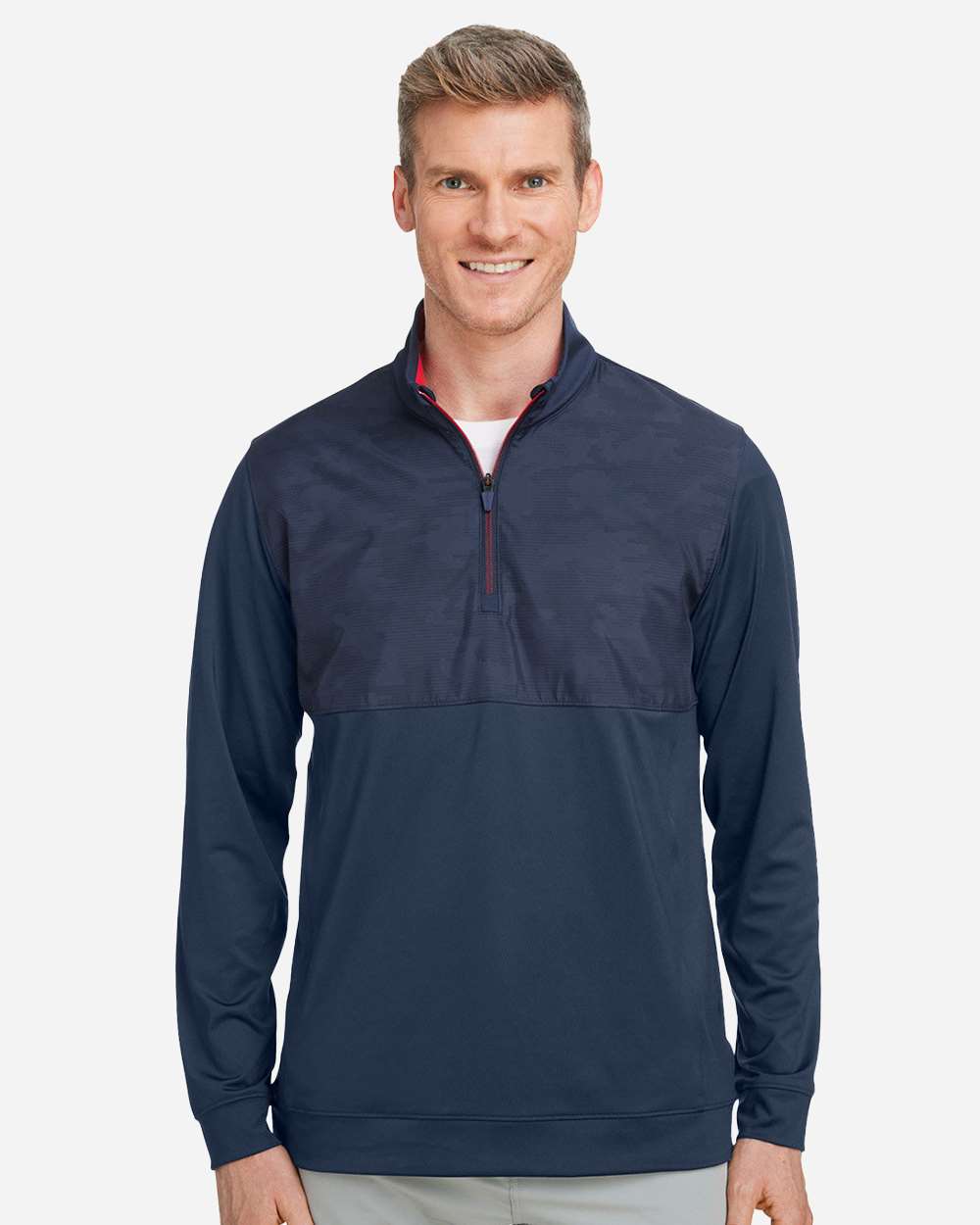 Men's Volition Camo Cover Quarter-Zip Pullover - OnModelFront - B16446653 - Navy Blazer/ Ski Patrol