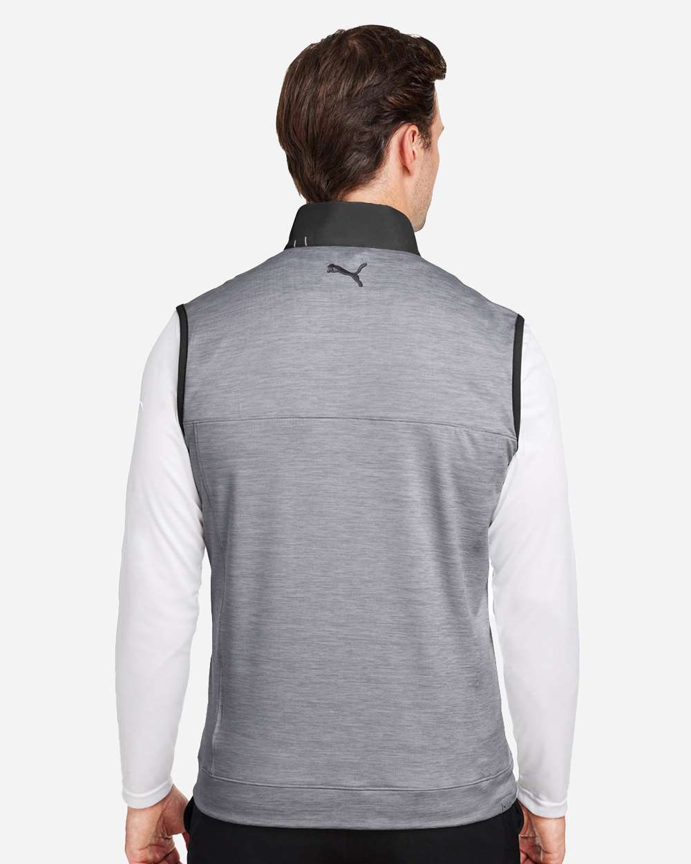 Men's Cloudspun Colorblock Vest - OnModelBack - B16246503 - Puma Black/ Quiet Shade Heather