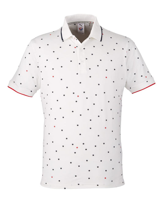 Men's Volition Skylight Patriotic Polo - Front - B16646003 - Bright White/ Navy Blazer