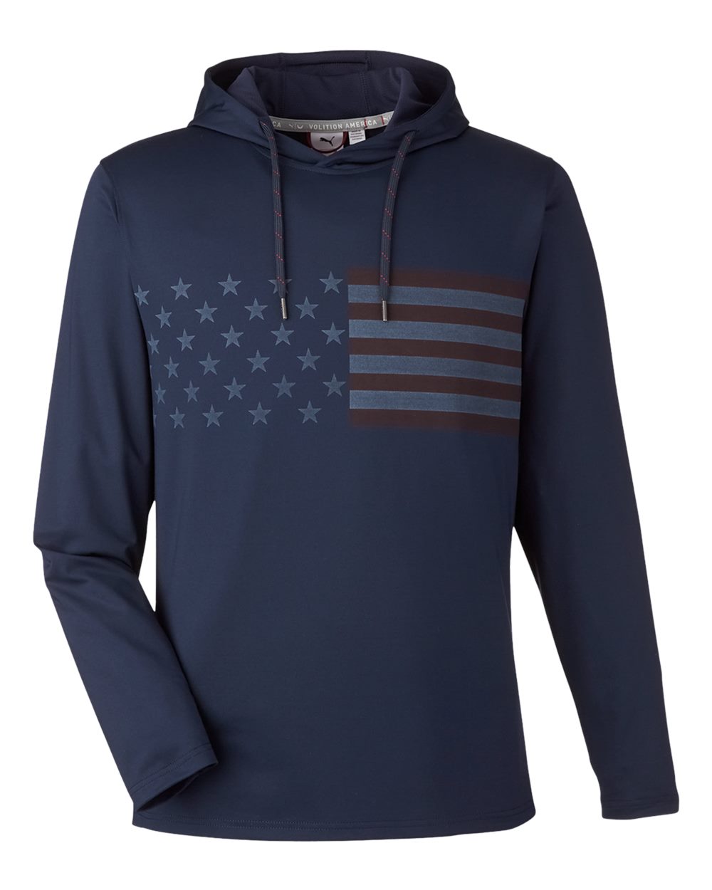 Men's Volition Patriotic Hooded Pullover - Front - B16546653 - Navy Blazer