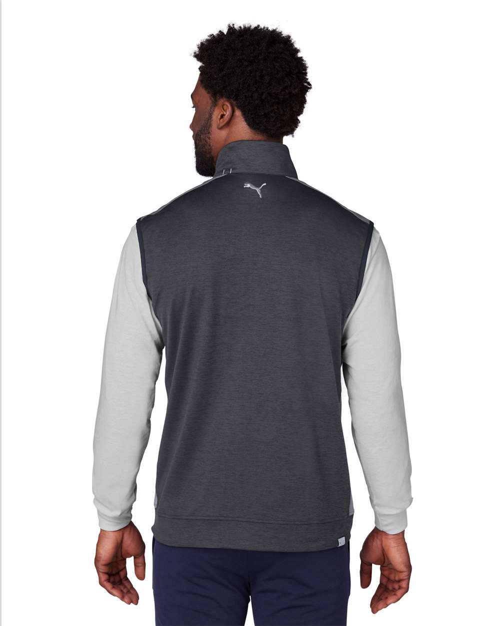 Men's T7 Cloudspun Vest - OnModelBack - B18746503 - Puma Black Heather/ Quiet Shade