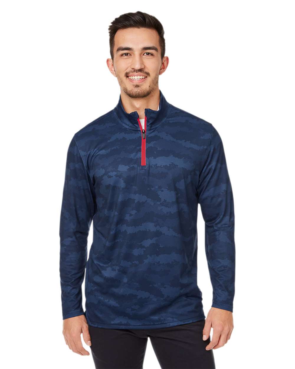 Men's Volition Flanked Quarter-Zip Pullover - OnModelFront - B19146653 - Navy Blazer