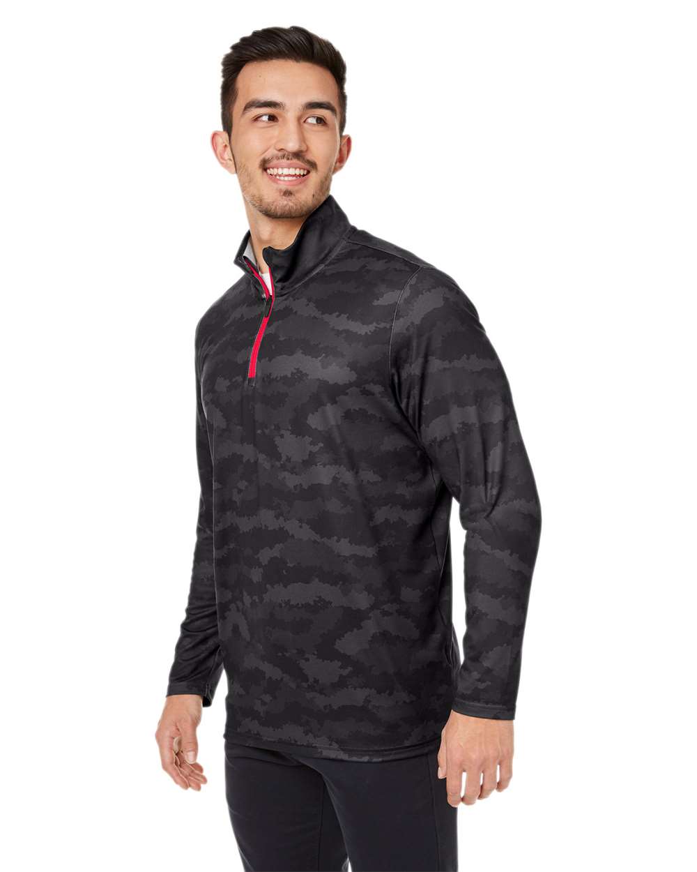 Men's Volition Flanked Quarter-Zip Pullover - OnModelSide - B19146503 - Puma Black