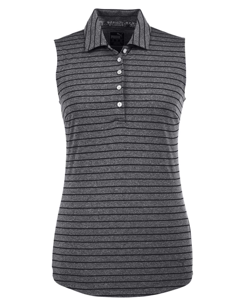 Women's Rotation Stripe Sleeveless Polo - Front - B85046502 - Puma Black