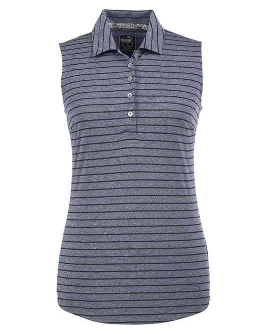 Women's Rotation Stripe Sleeveless Polo - Front - B85046592 - Peacoat