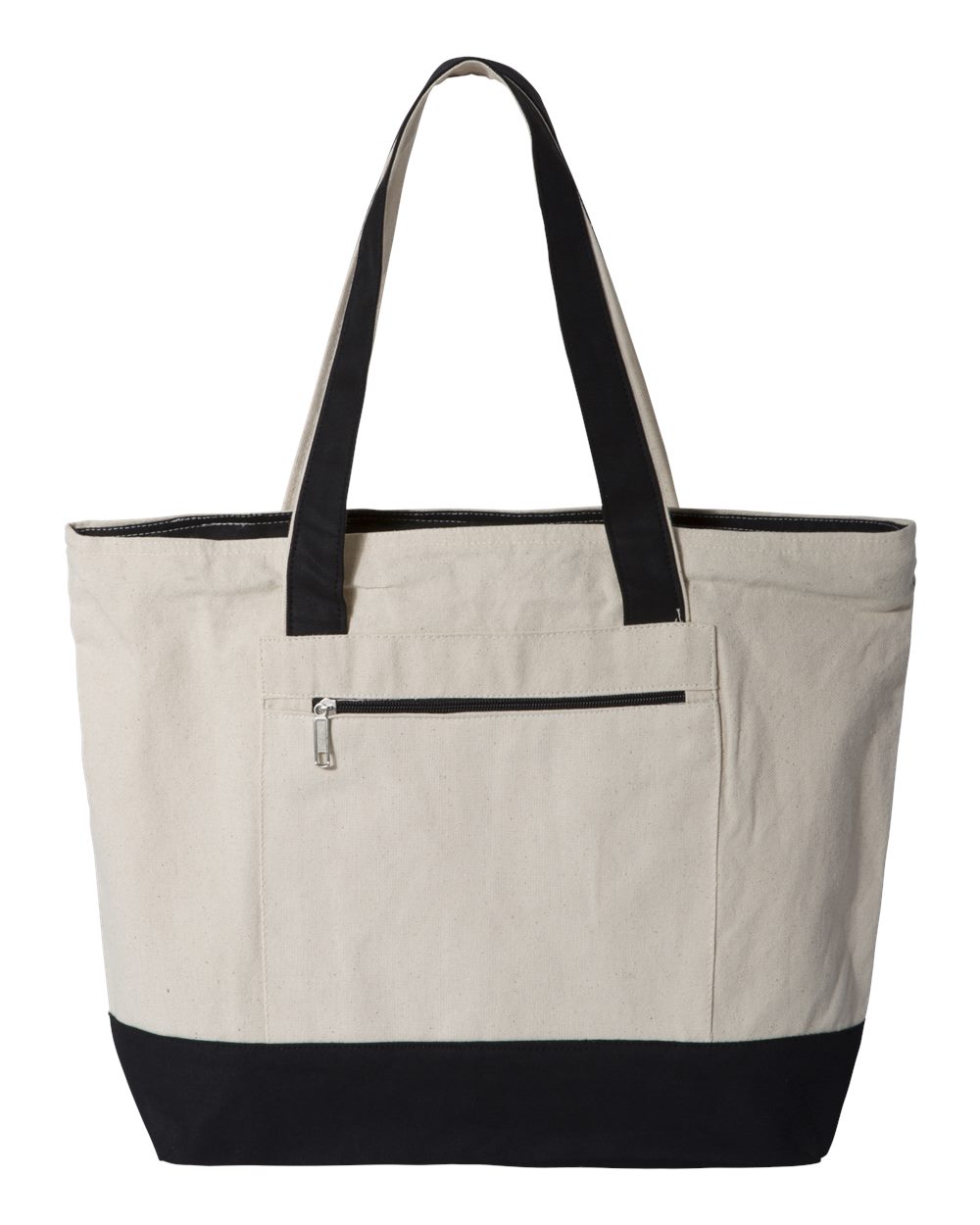 19L Zippered Tote - Front - B45595250 - Natural/ Black