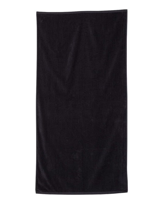 Velour Beach Towel - Front - B06095500 - Black