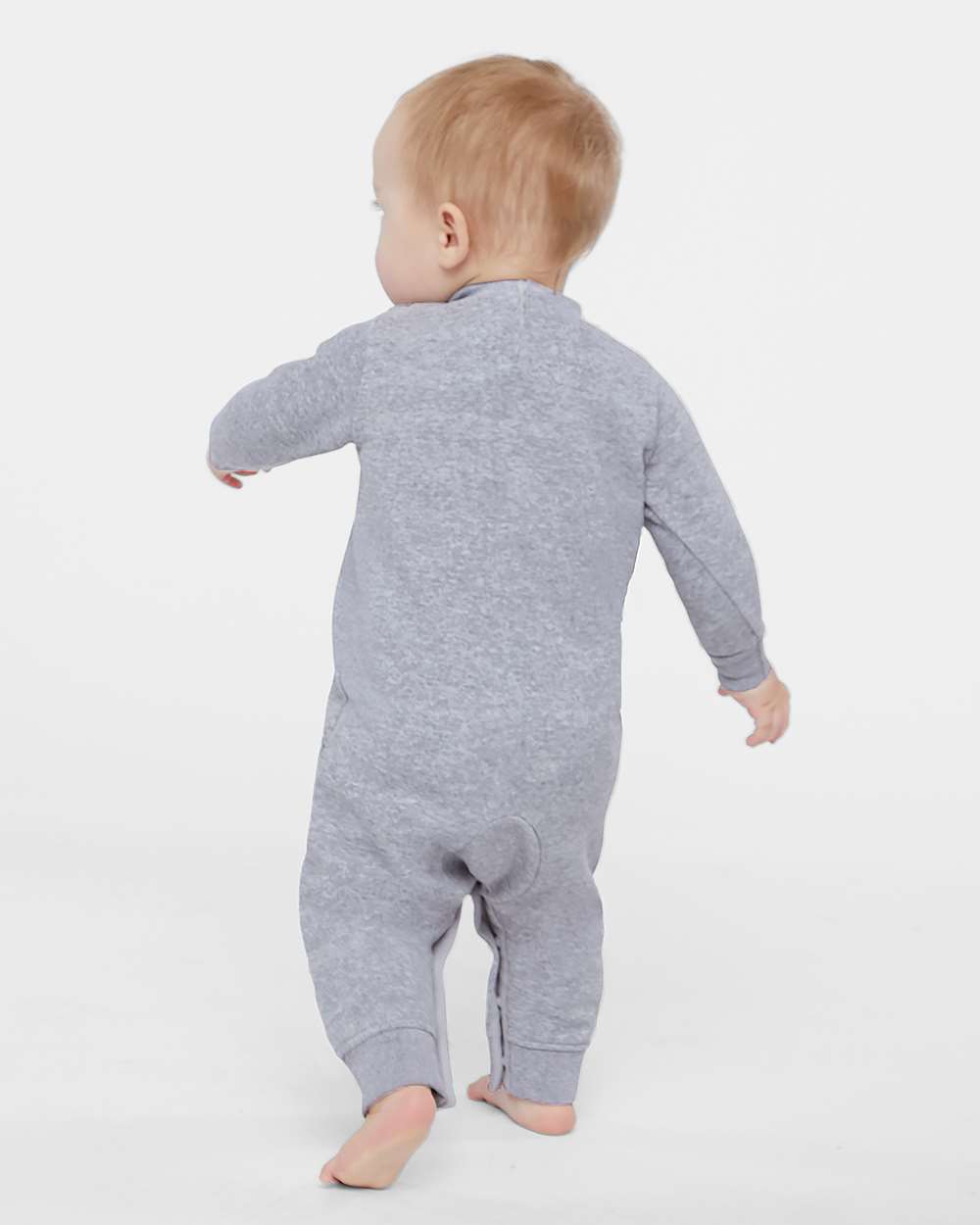 Infant Fleece One-Piece - OnModelBack - B07238582 - Heather
