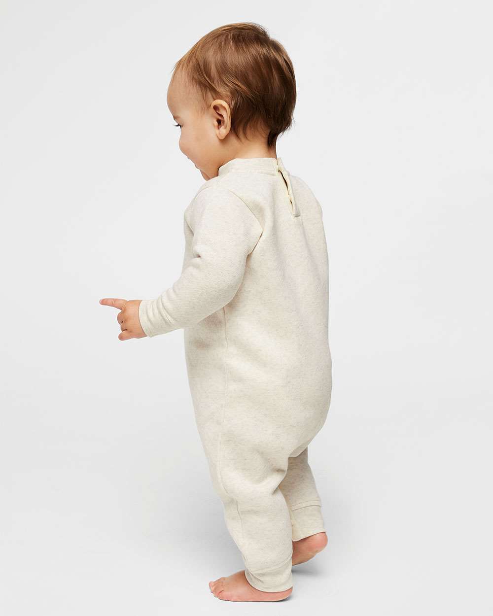 Infant Fleece One-Piece - OnModelSide - B07238242 - Natural Heather
