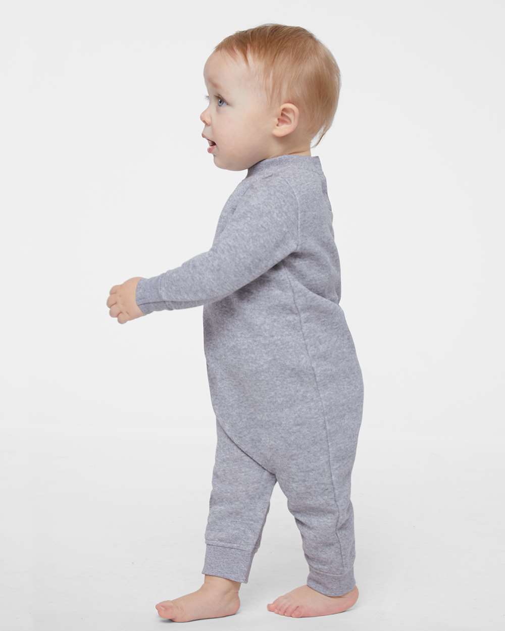 Infant Fleece One-Piece - OnModelSide - B07238582 - Heather