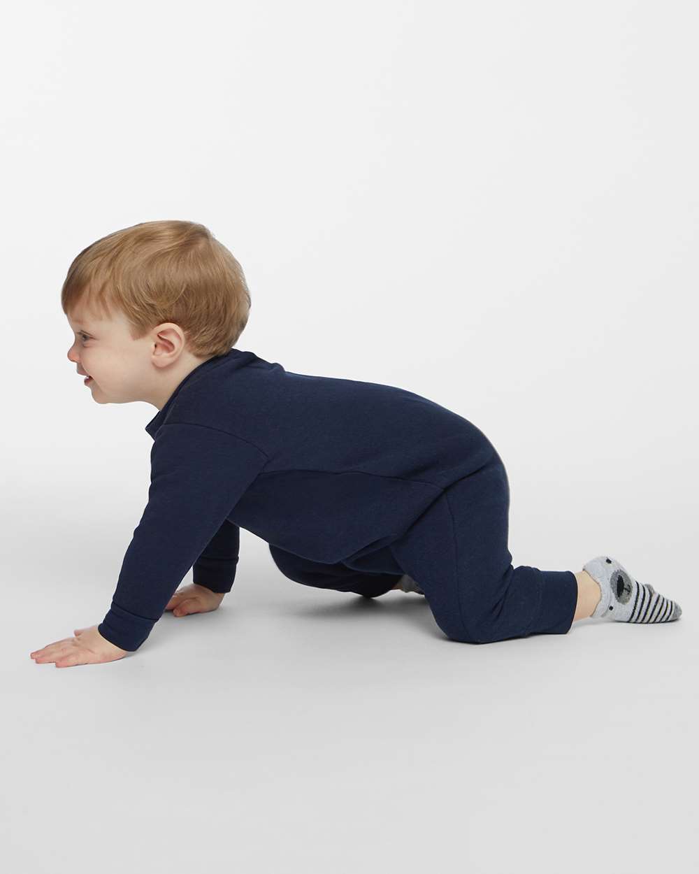 Infant Fleece One-Piece - OnModelSide - B07238652 - Navy