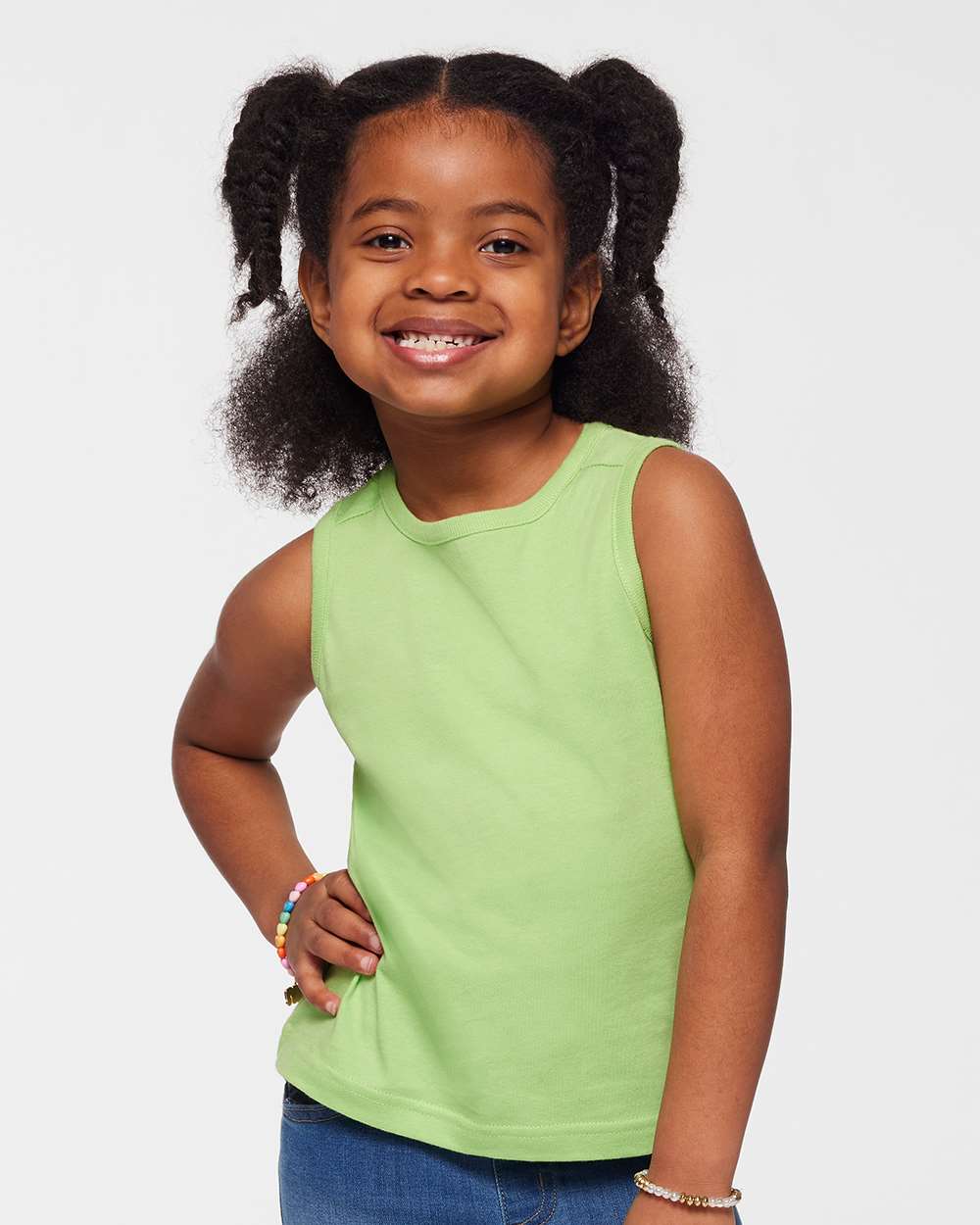 Toddler Fine Jersey Tank - OnModelFront - B08538173 - Key Lime