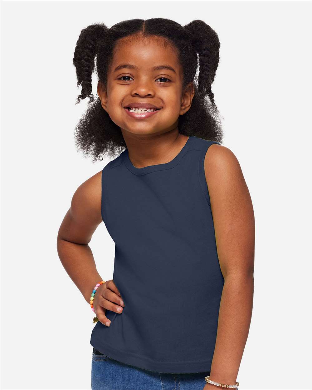 Toddler Fine Jersey Tank - OnModelFront - B08538963 - Denim