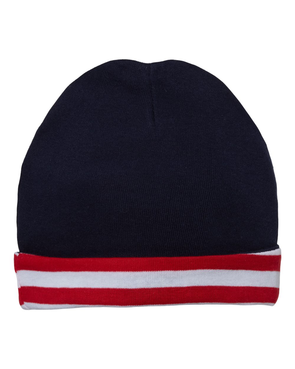 Infant Baby Rib Beanie - Front - B84638840 - Navy/ Red-White Stripe