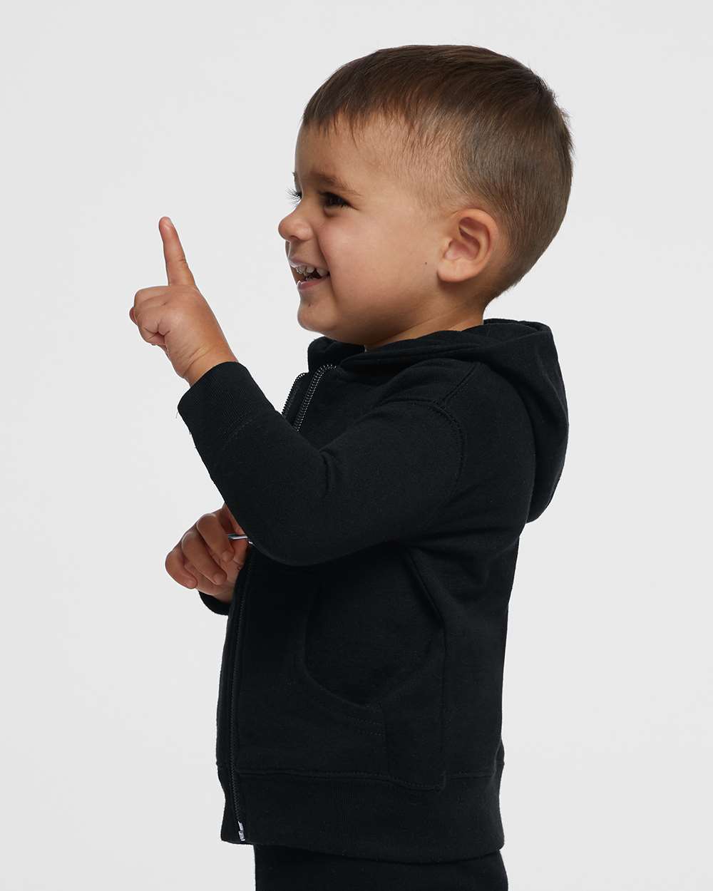 Infant Full-Zip Fleece Hoodie Sweatshirt - OnModelSide - B86838504 - Black