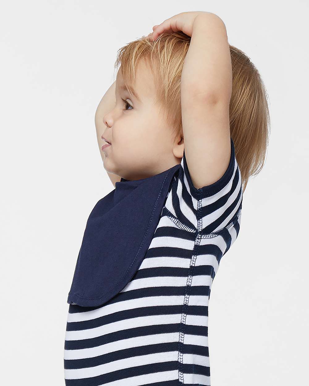 Infant Premium Jersey Bib - OnModelSide - B36938650 - Navy