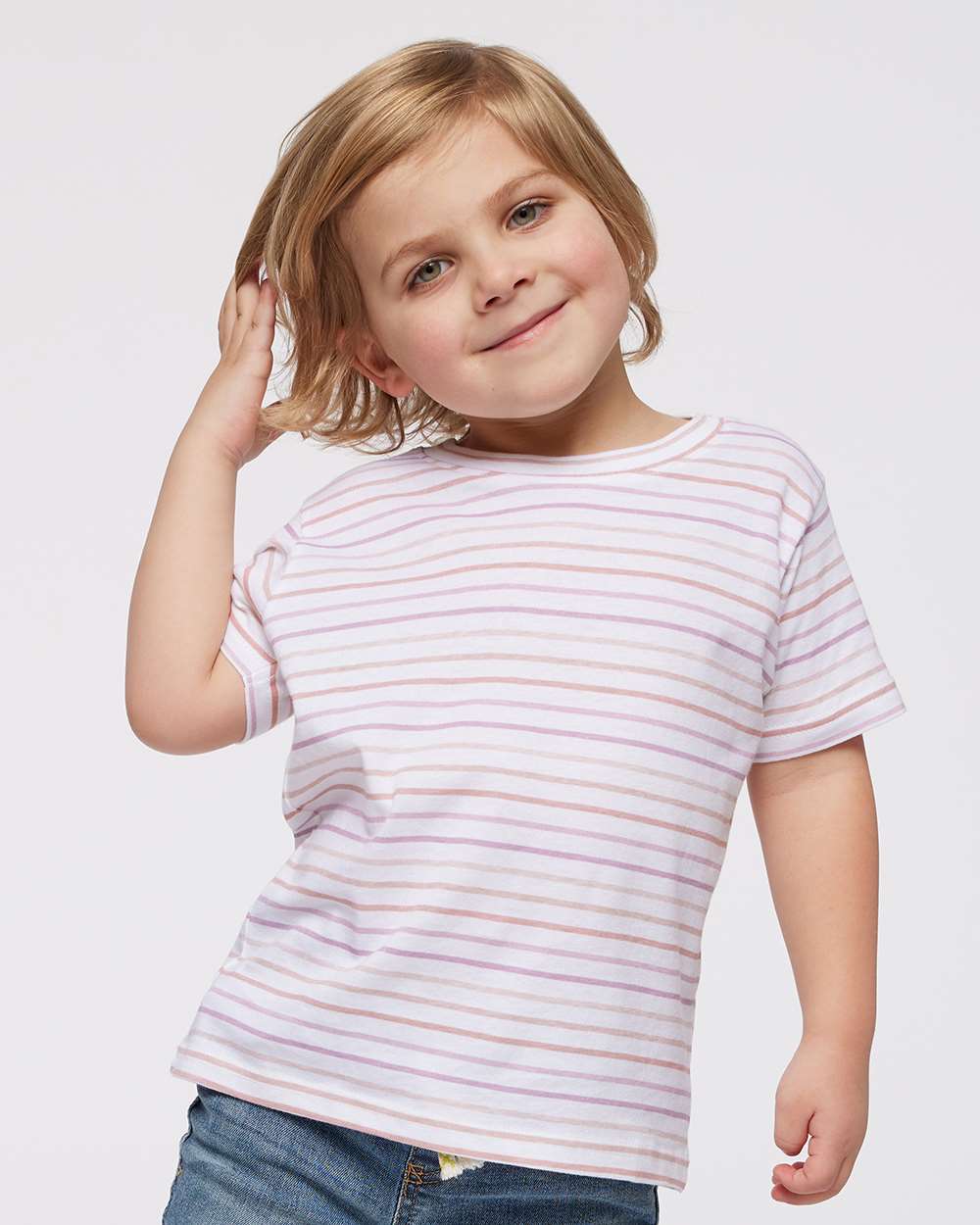 Toddler Fine Jersey Tee - OnModelFront - B31838593 - Lilac Stripe