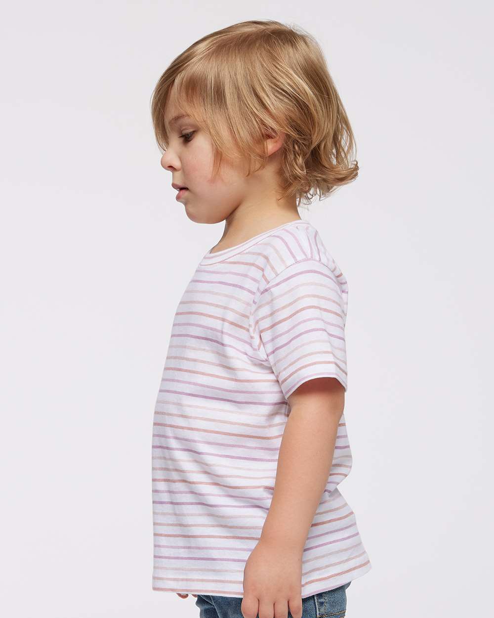 Toddler Fine Jersey Tee - OnModelSide - B31838593 - Lilac Stripe