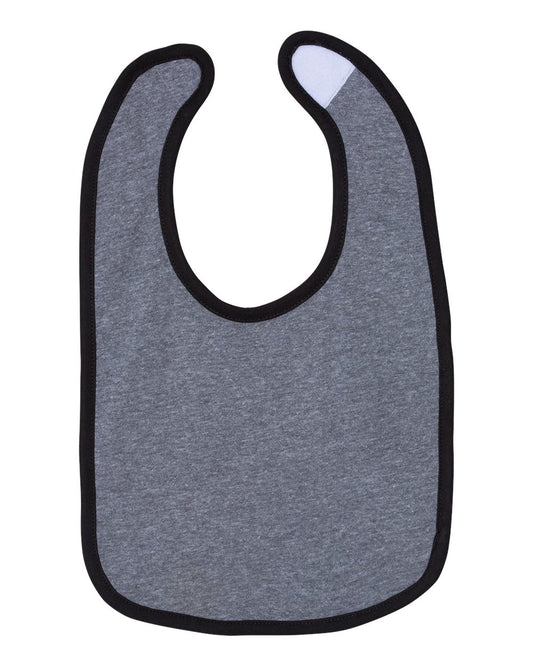 Infant Contrast Trim Premium Jersey Bib - Side - B86538130 - Granite Heather/ Black