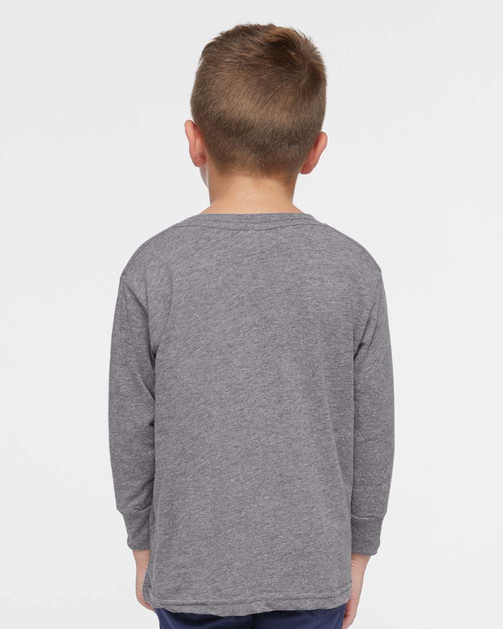 Toddler Fine Jersey Long Sleeve Tee - OnModelBack - B24638132 - Granite Heather
