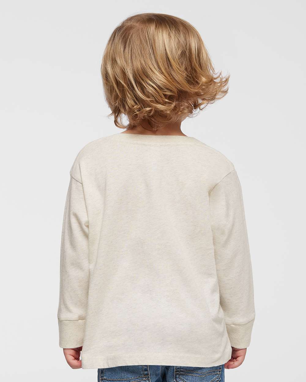 Toddler Fine Jersey Long Sleeve Tee - OnModelBack - B24638242 - Natural Heather