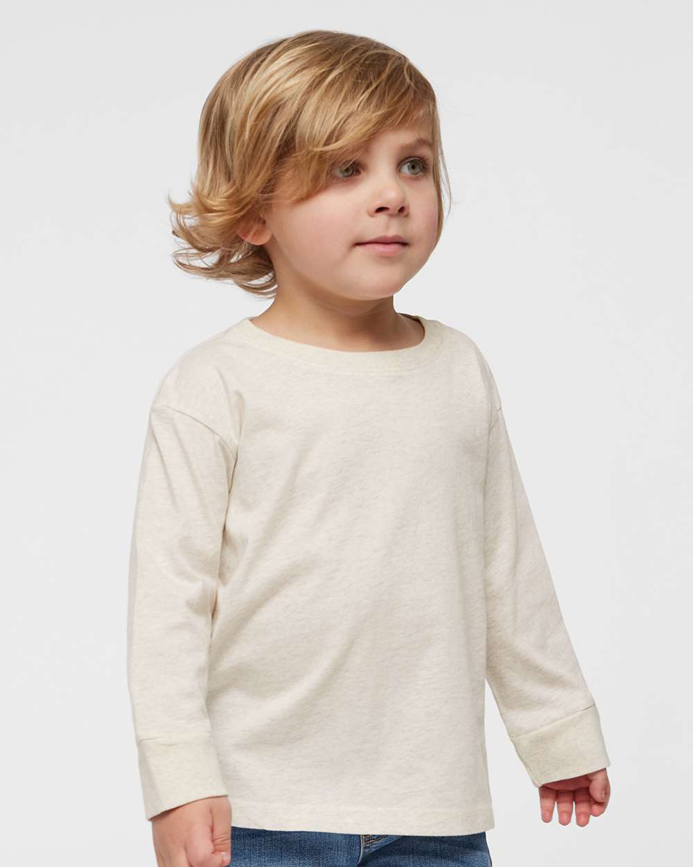 Toddler Fine Jersey Long Sleeve Tee - OnModelFront - B24638242 - Natural Heather