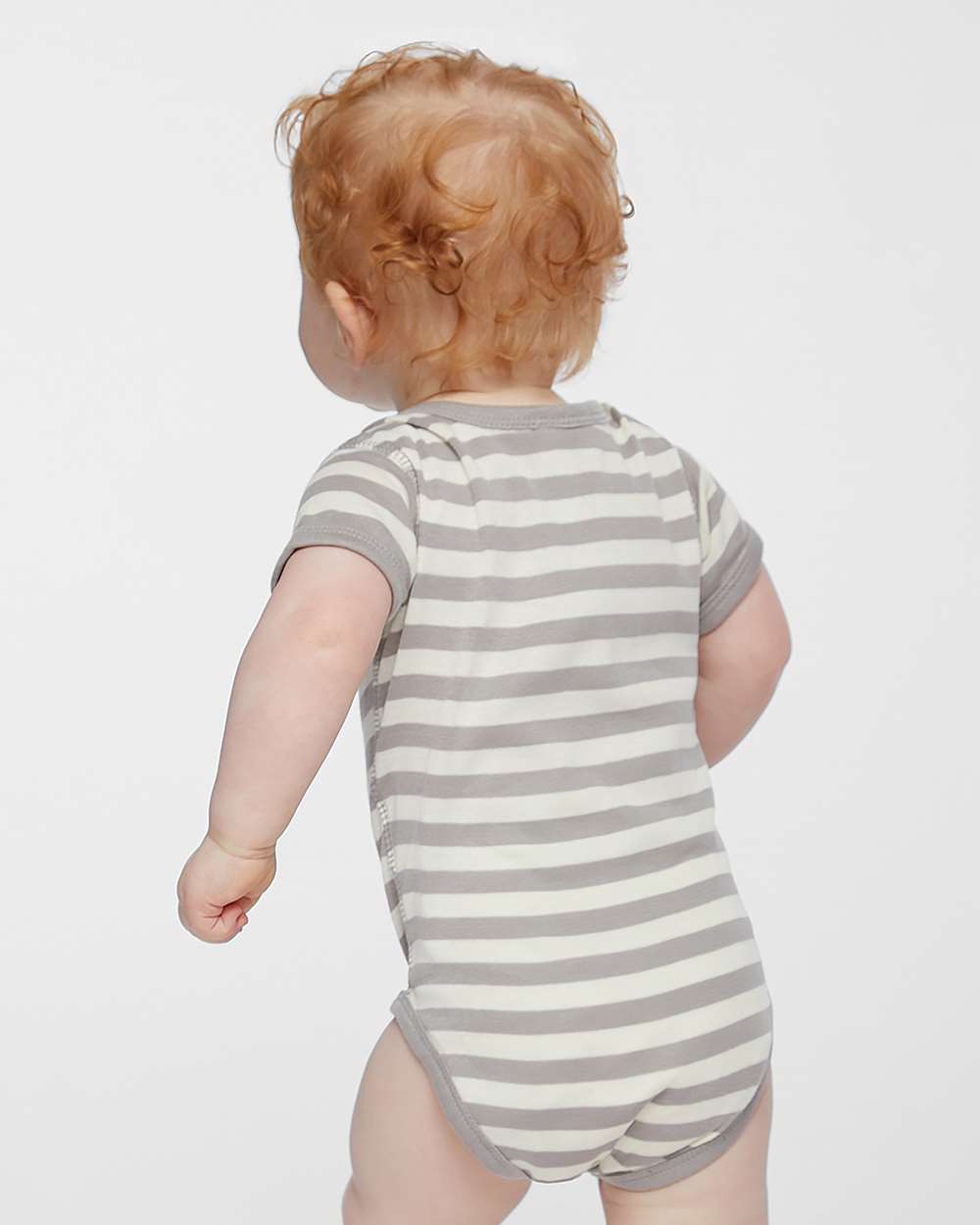 Infant Baby Rib Bodysuit - OnModelBack - B30238101 - Titanium/ Natural Stripe
