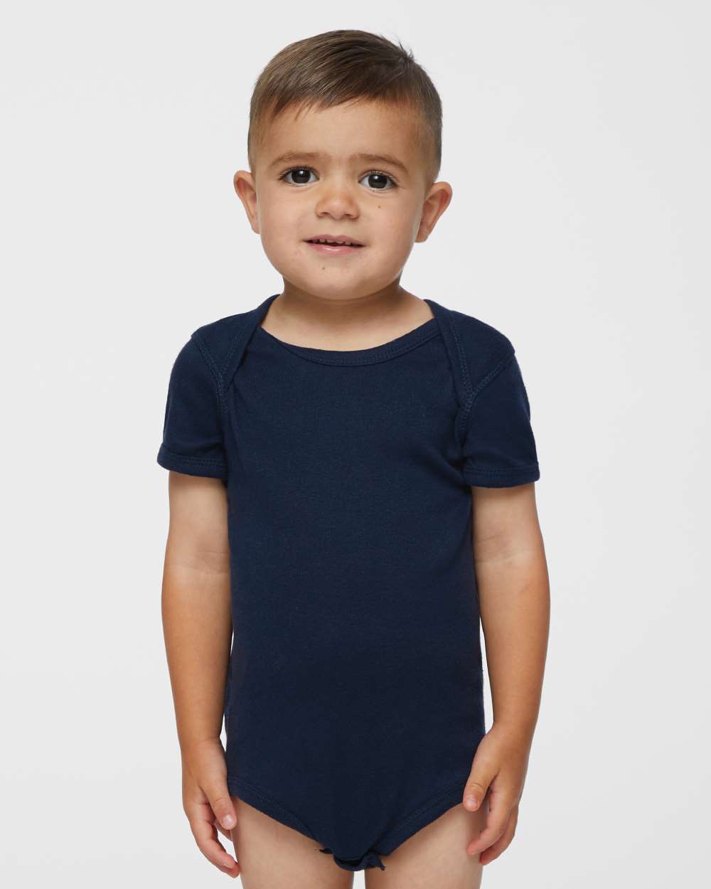 Infant Baby Rib Bodysuit - OnModelFront - B30238651 - Navy