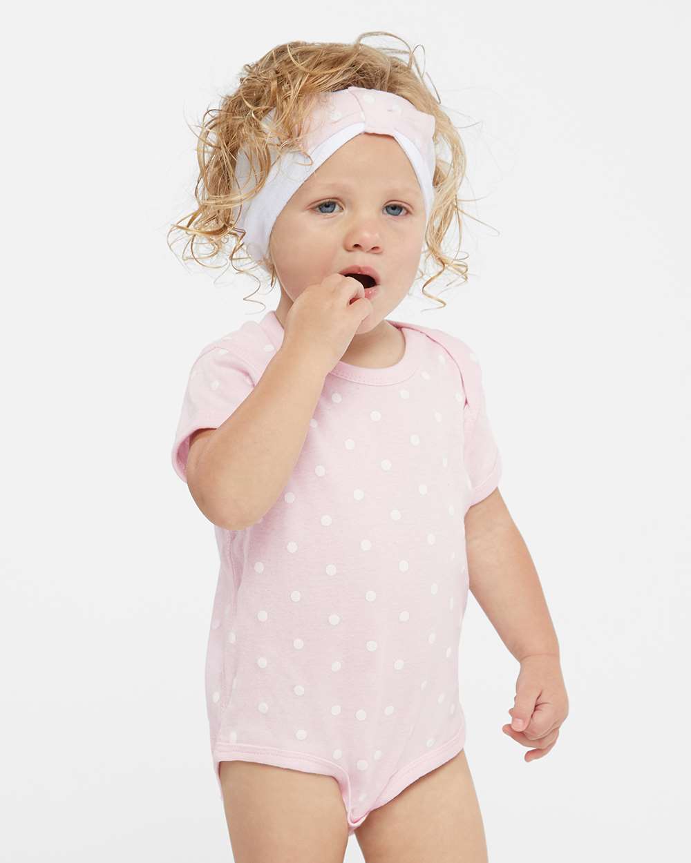 Infant Baby Rib Bodysuit - OnModelFront - B30238932 - Ballerina/ White Dot