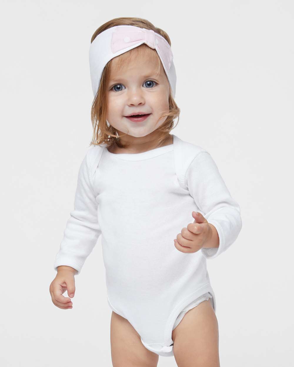 Infant Long Sleeve Baby Rib Bodysuit - OnModelFront - B35838002 - White