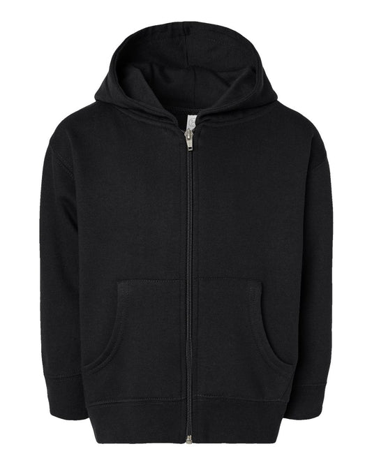 Toddler Full-Zip Fleece Hoodie Sweatshirt - Front - B37538503 - Black