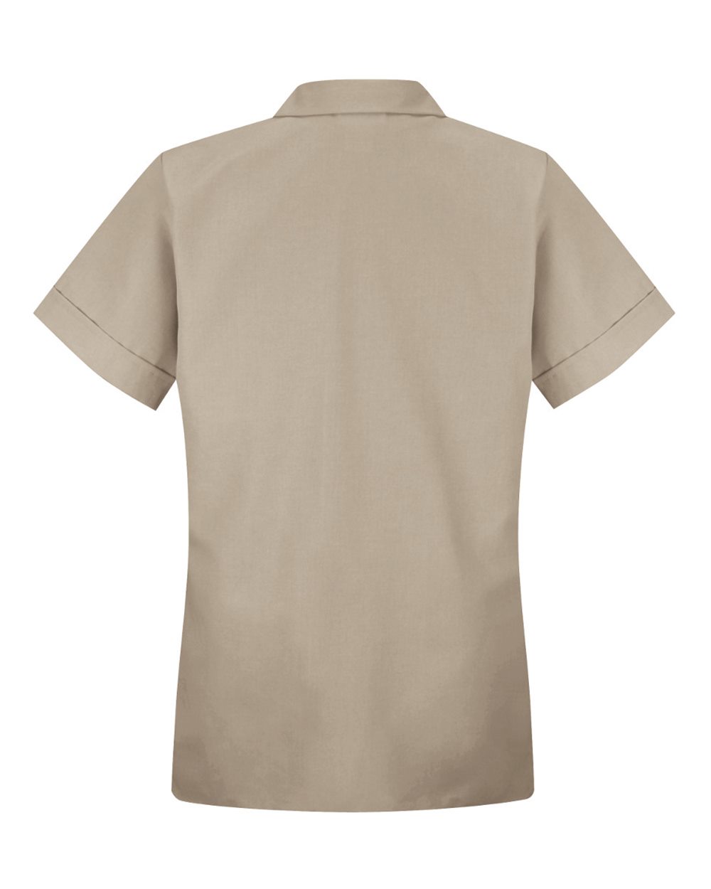 Women's Loose Fit Short Sleeve Button Smock - Back - B85330363 - Tan