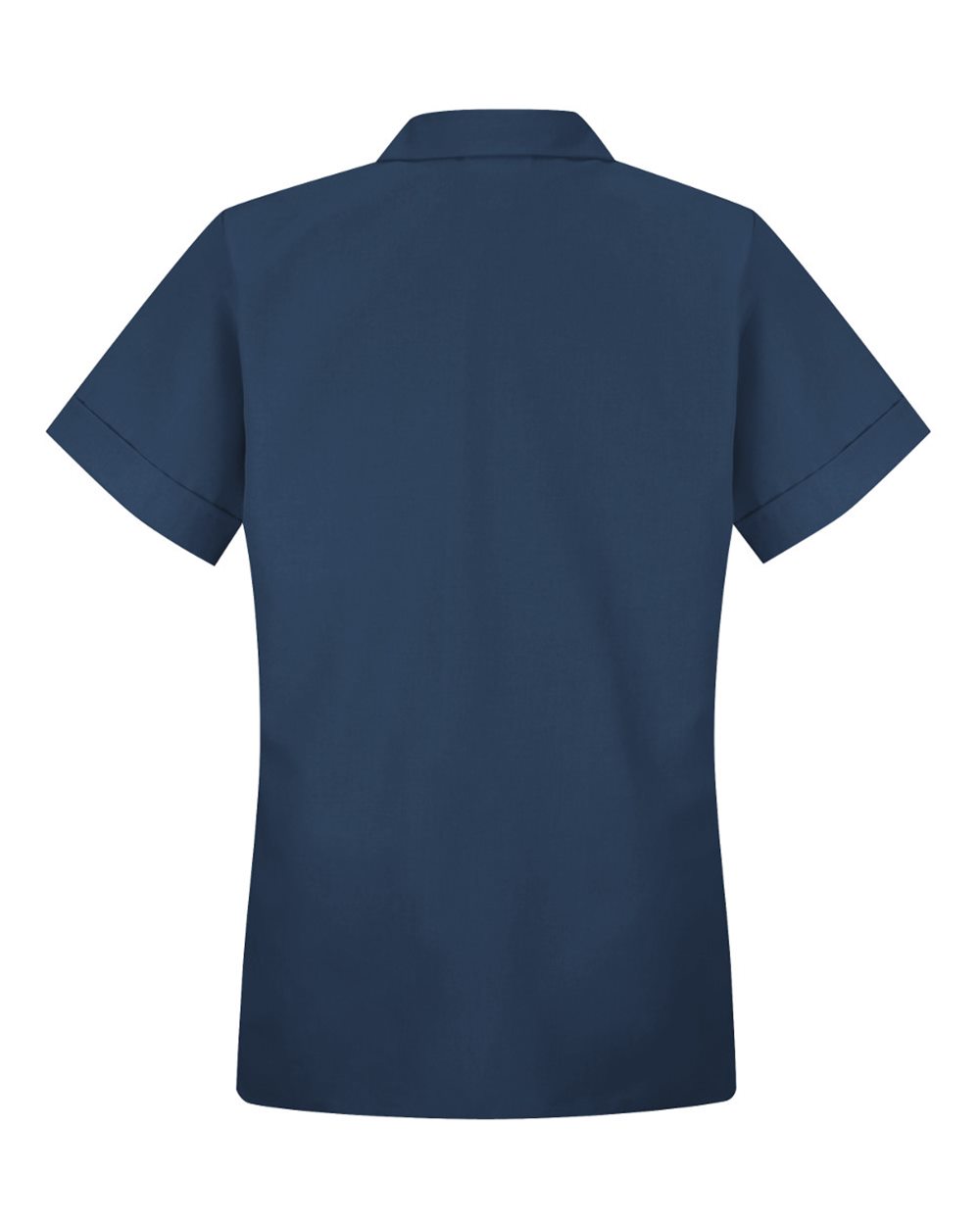 Women's Loose Fit Short Sleeve Button Smock - Back - B85330653 - Navy