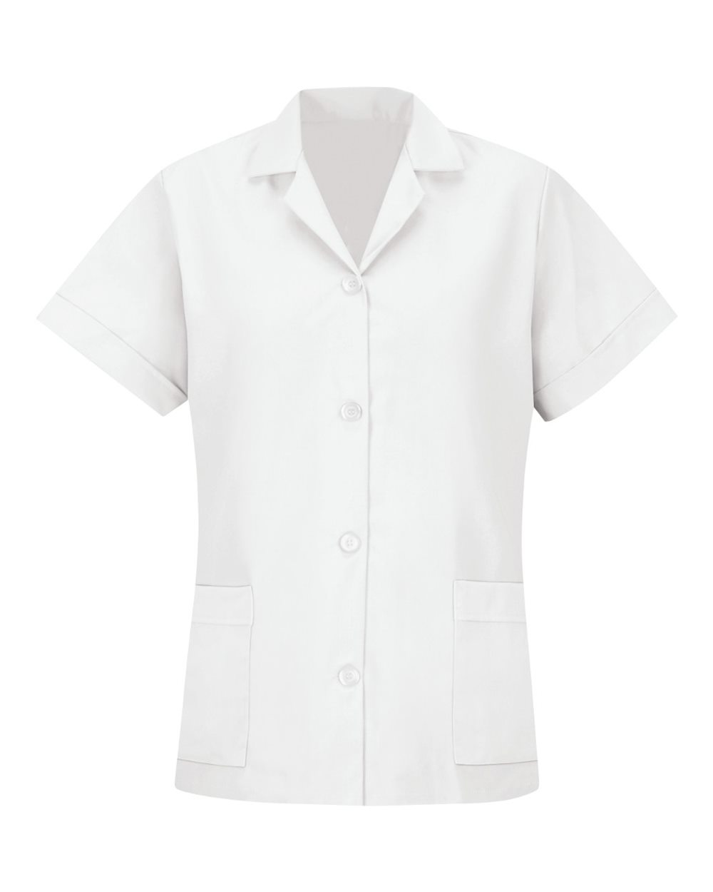 Women's Loose Fit Short Sleeve Button Smock - Front - B85330003 - White