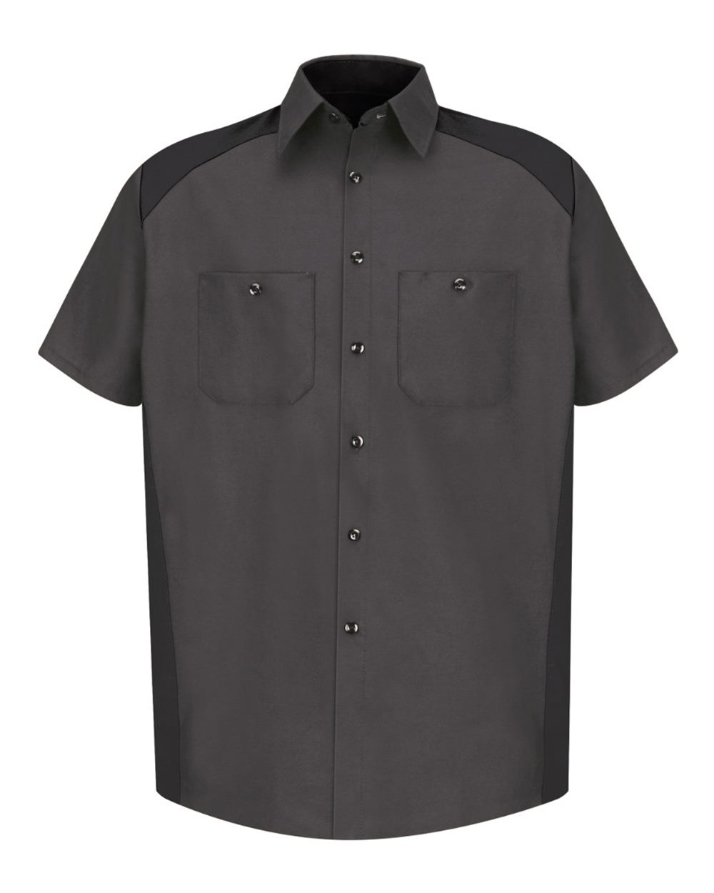 Men's Short Sleeve Motorsports Shirt - Front - B81530083 - Charcoal/ Black