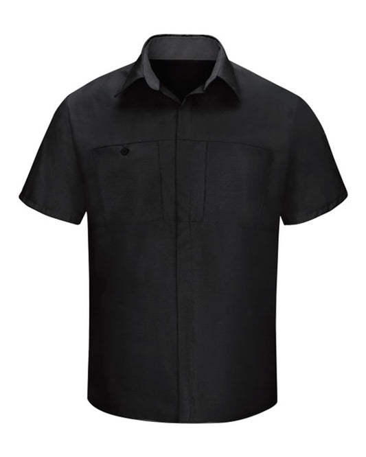 Men's Performance Plus Short Sleeve Shirt with Oilblok Technology - Front - B56530503 - Black/ Charcoal