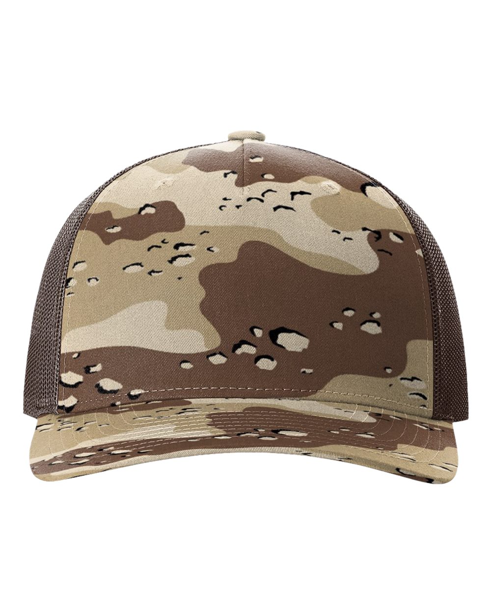 Five-Panel Printed Trucker Cap - Front - B26795110 - Desert Camo/ Brown