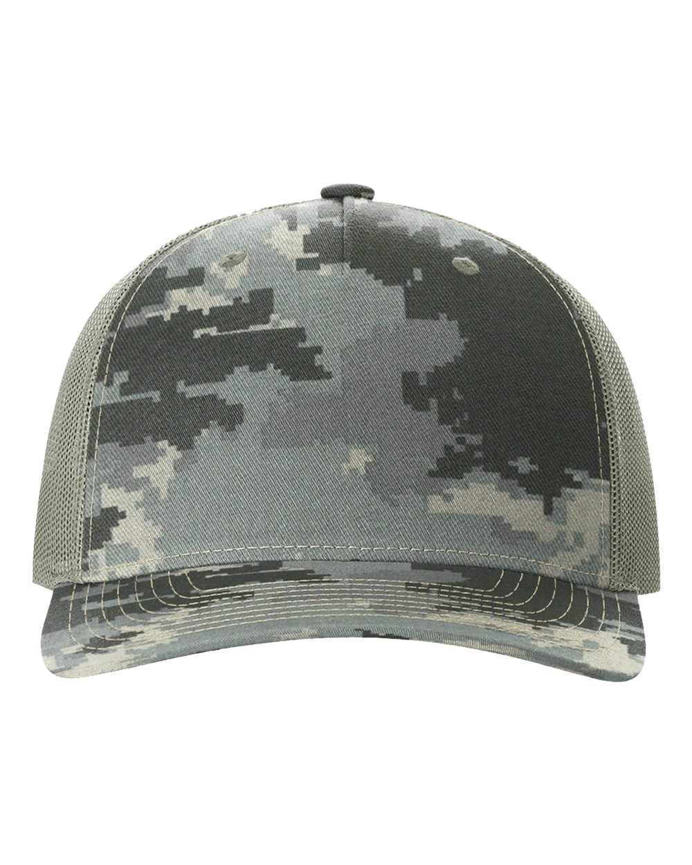 Five-Panel Printed Trucker Cap - Front - B26795120 - Digital Camo/ Light Green