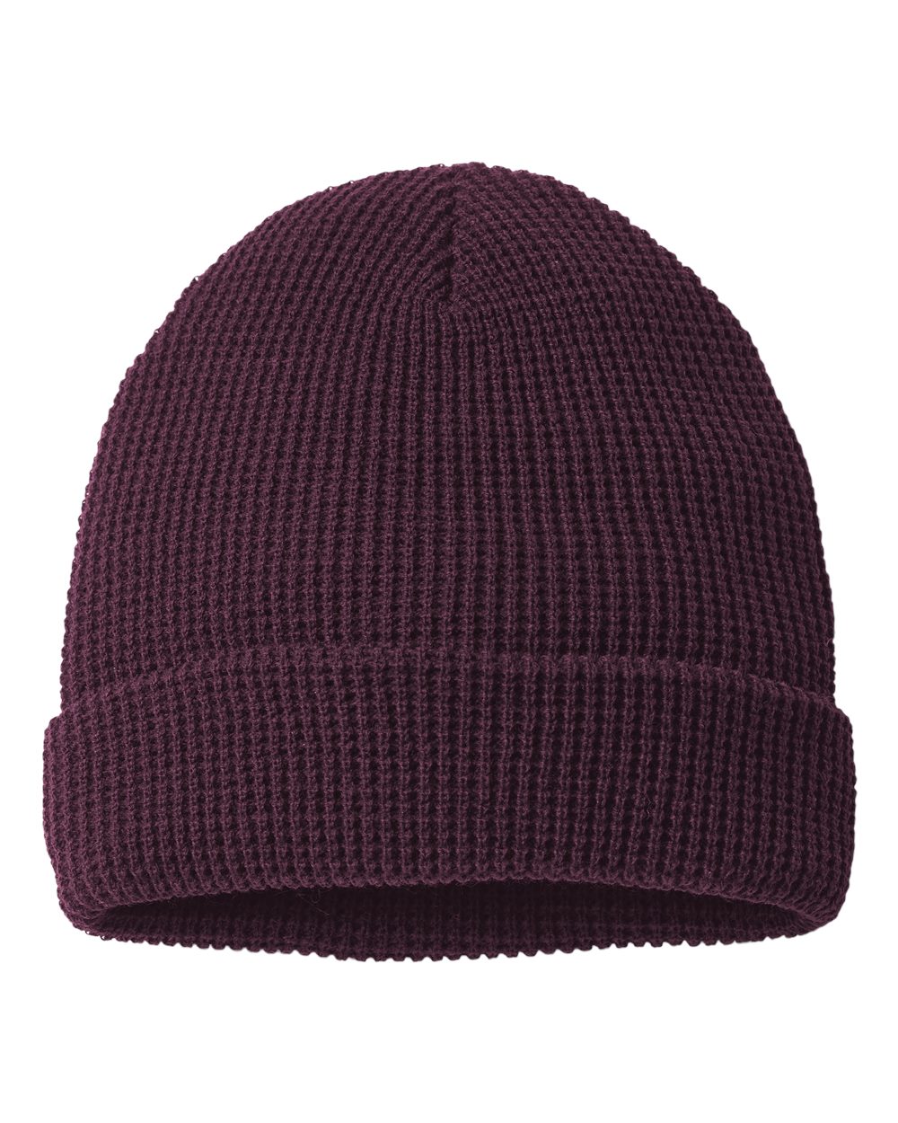 Waffle Cuffed Beanie - Back - B99695650 - Burgundy