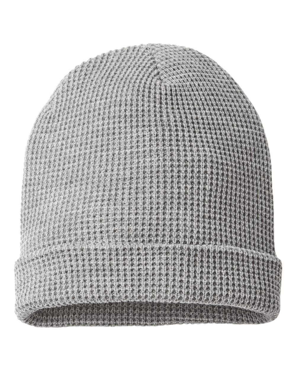 Waffle Cuffed Beanie - Front - B99695000 - Heather Grey