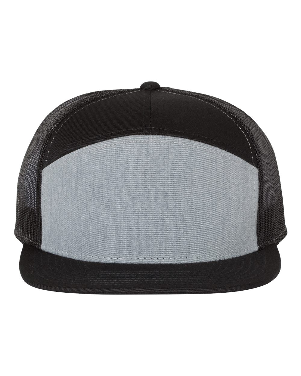 Seven-Panel Trucker Cap - Front - B71995230 - Heather Grey/ Black