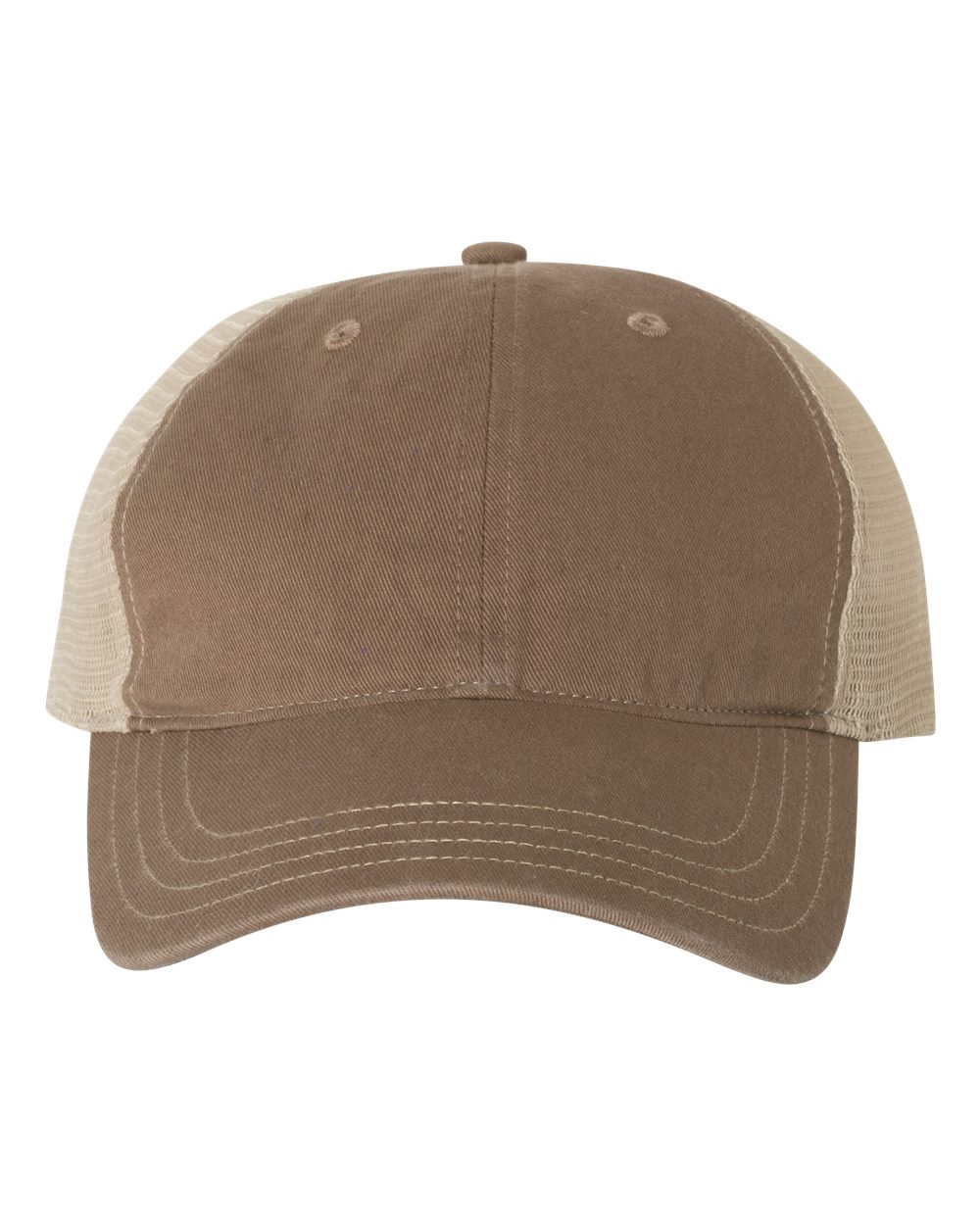 Garment-Washed Trucker Cap - Front - B17995560 - Driftwood/ Khaki