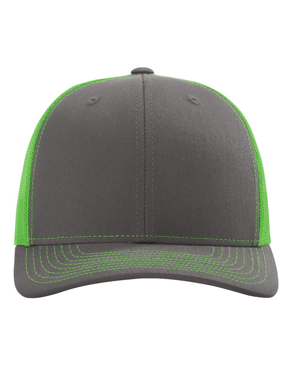 Snapback Trucker Cap - Front - B18095270 - Charcoal/ Neon Green