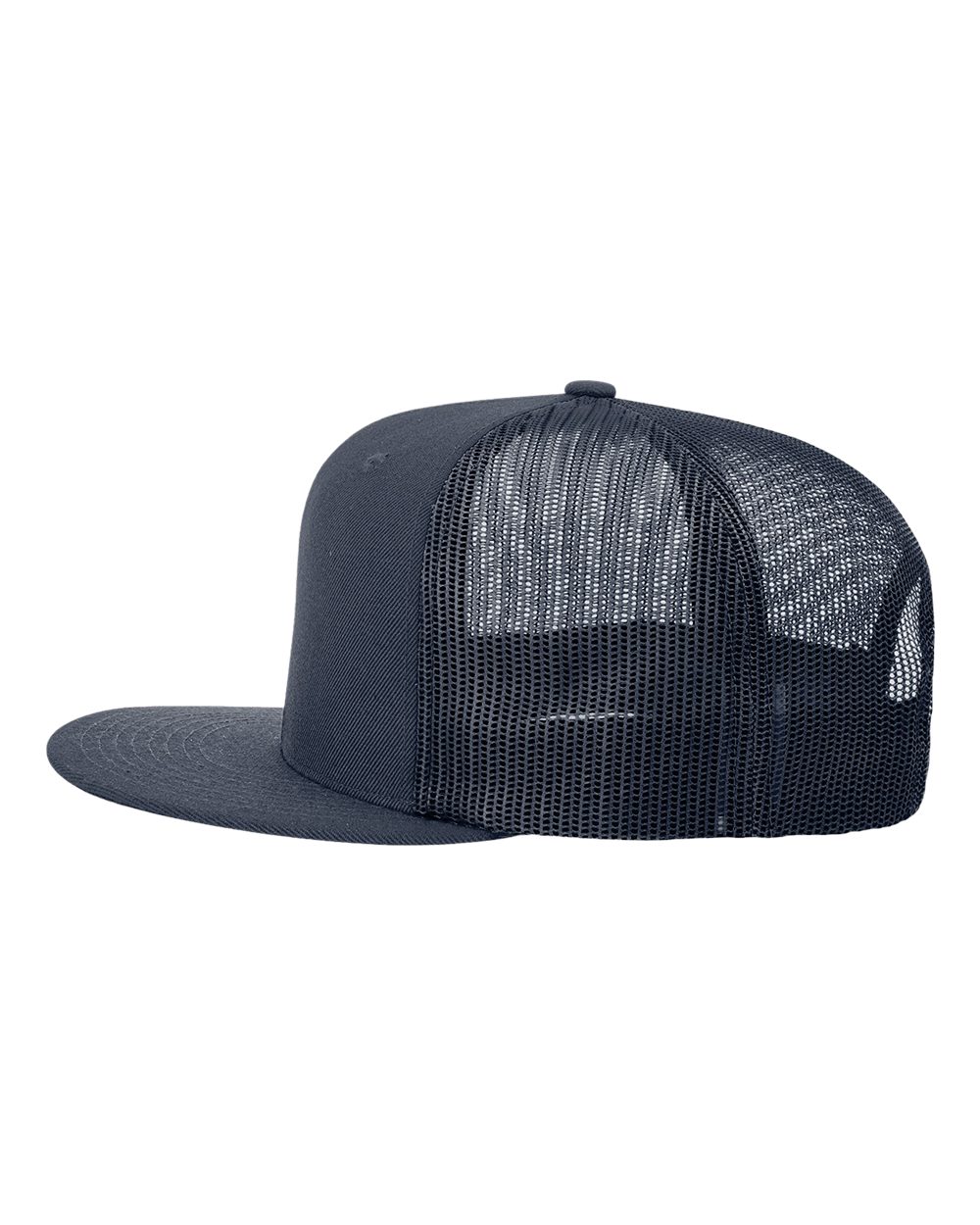 Wool Blend Flat Bill Trucker Cap - DirectSide - B09195650 - Navy/ Navy