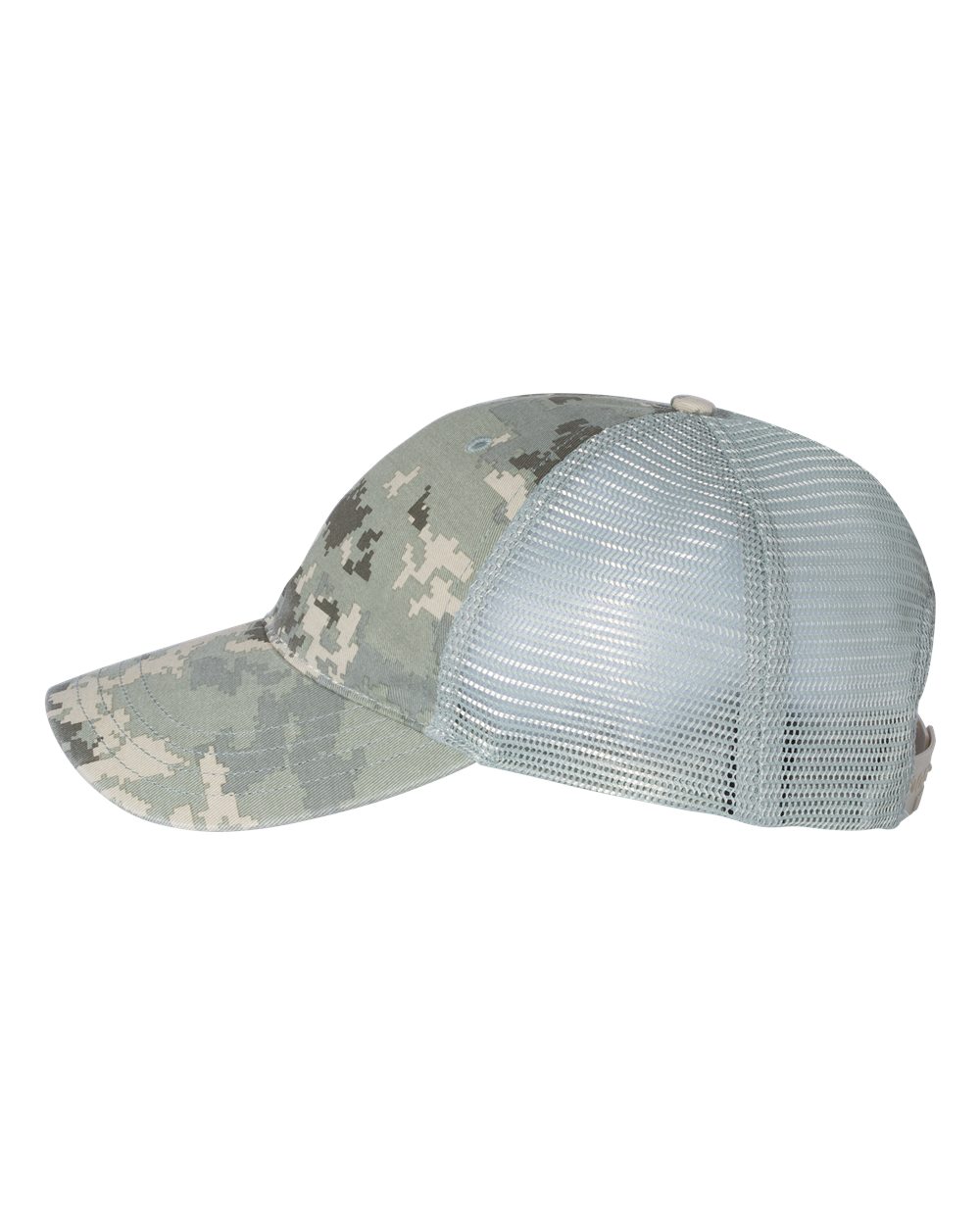 Garment Washed Printed Trucker Cap - DirectSide - B49295640 - Military Digital Camo/ Light Green