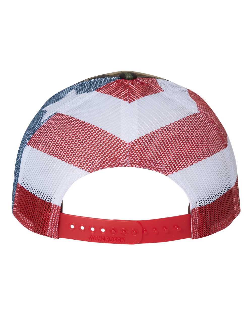 Printed Mesh Trucker Cap - Back - B00595510 - Green Camo/ Stars & Stripes