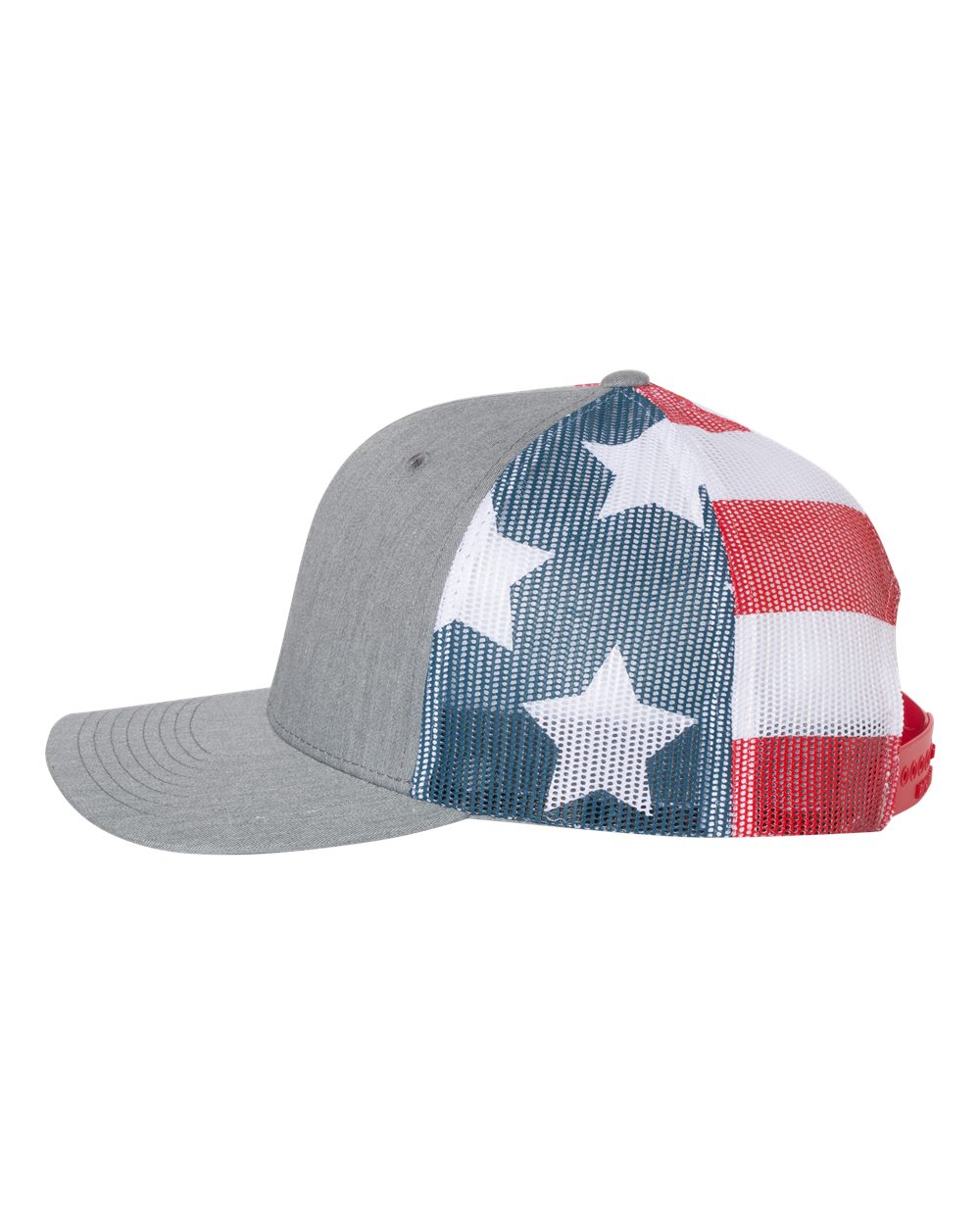 Printed Mesh Trucker Cap - DirectSide - B00595100 - Heather Grey/ Stars & Stripes