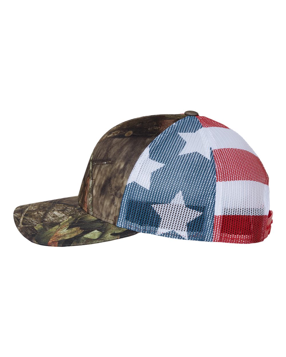 Printed Mesh Trucker Cap - DirectSide - B00595520 - Mossy Oak Break-Up Country/ Stars & Stripes