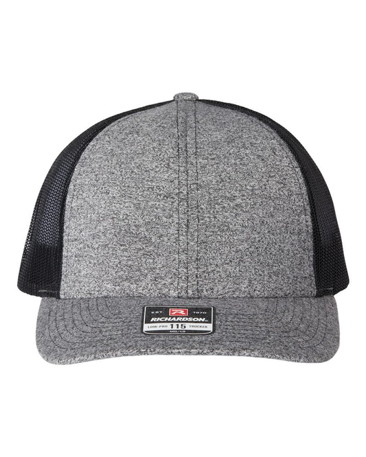 Low Pro Heather Trucker Cap - Front - B54595500 - Black Heather/ Black