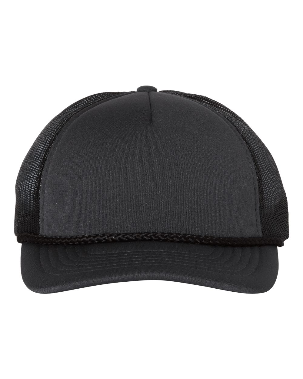 Low Pro Foamie Trucker Cap - Front - B54695590 - Charcoal/ Black/ Black